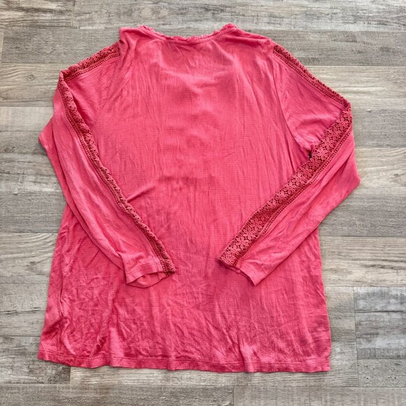 Soft Surroundings pink knit lace panel long sleeve tunic size medium O3 - Picture 8 of 10